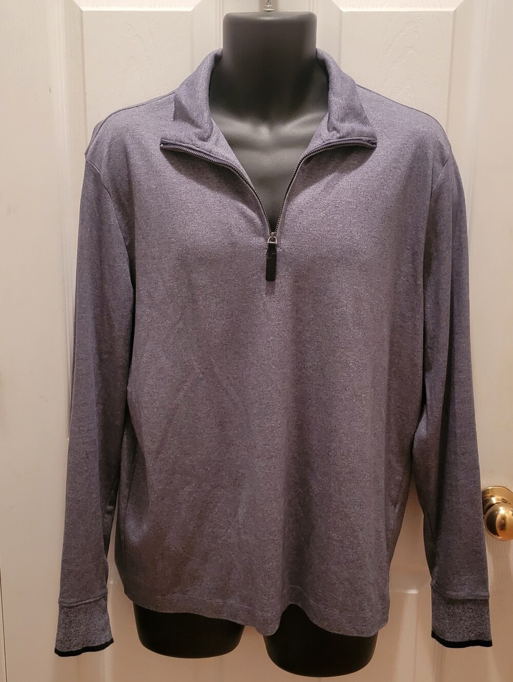 Banana Republic Mens Luxury Touch Gray Quarter Zip Long Sleeve Pullover - Size L